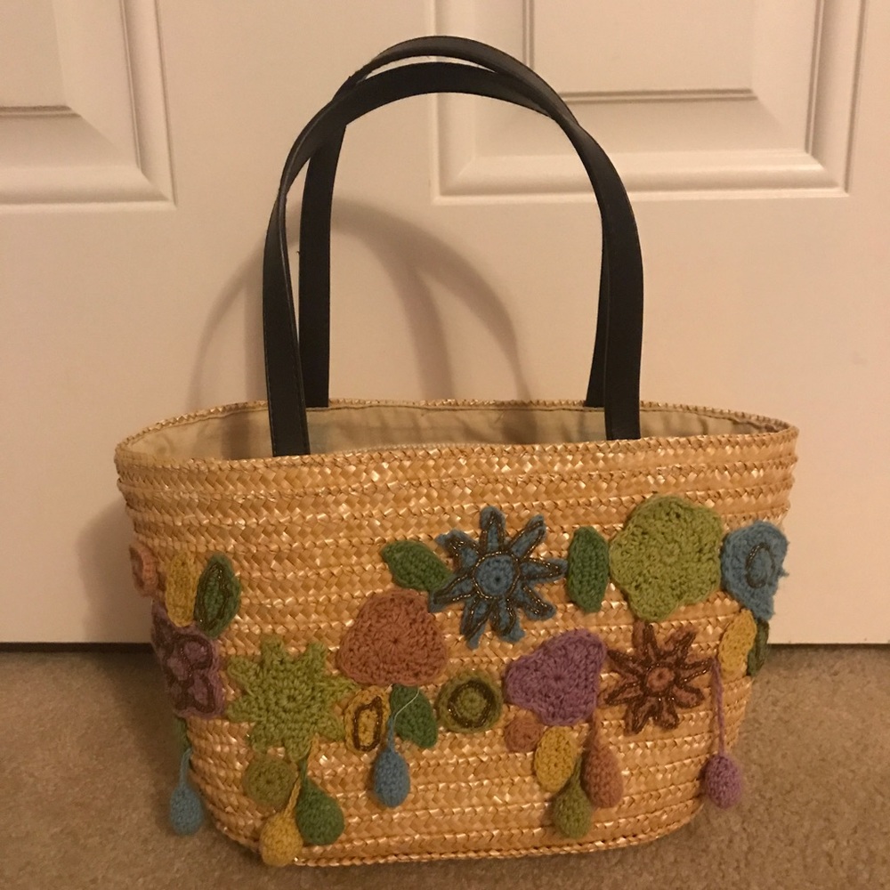 Tan purse with designs